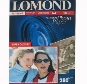 Фотобумага Lomond для струйной печати  Суперглянцевая A4, 20л./280г.