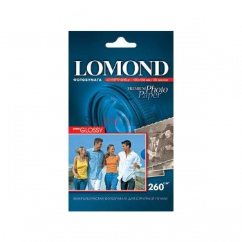 Фотобумага Lomond для струйной печати Односторонняя, Суперглянцевая 10x15, 20л./260г.