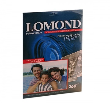 Фотобумага Lomond для струйной печати  Полуглянцевая A4, 20л./260г.